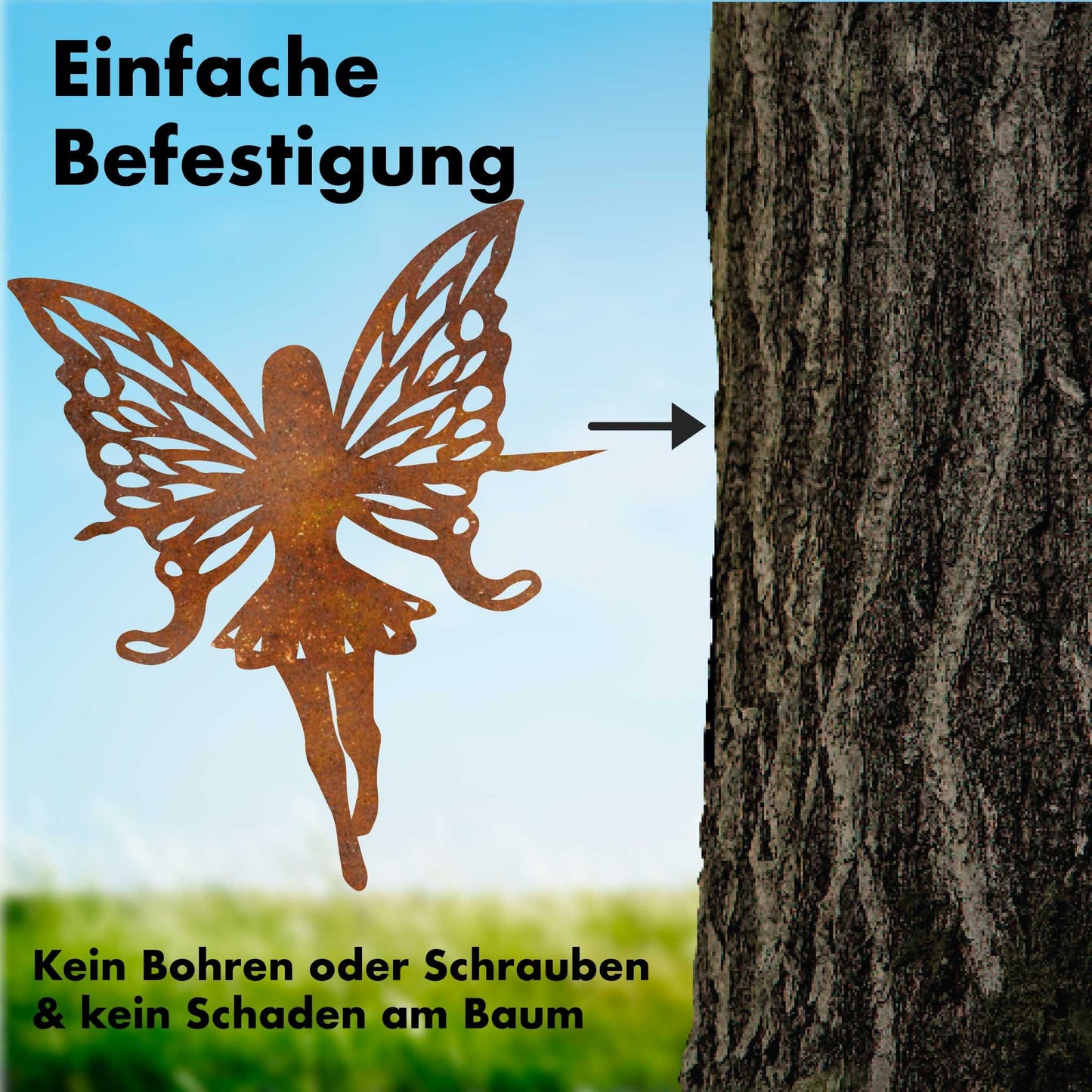 Flying Fairy Tree Stake | Handcrafted Tree Décor | Fantasy Garden Figure | Gift for Her | Fairy Garden Decoration | Rustic Garden Sculpture