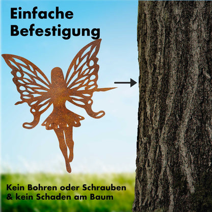 Flying Fairy Tree Stake | Handcrafted Tree Décor | Fantasy Garden Figure | Gift for Her | Fairy Garden Decoration | Rustic Garden Sculpture
