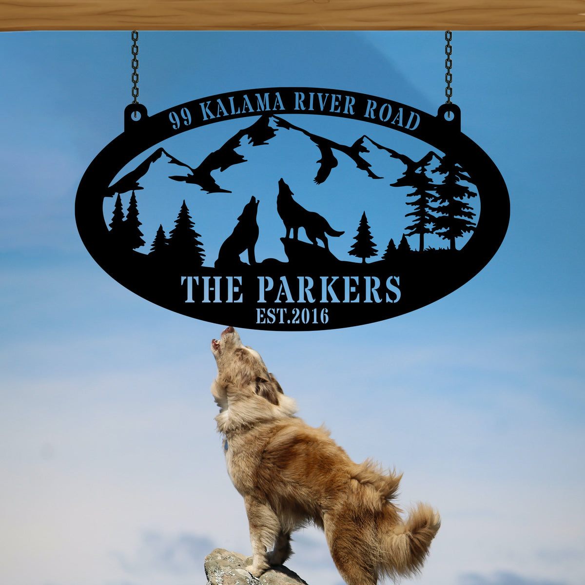 Custom Howling Wolf Sign, Wolf Wall Art, Animal Sign, Personalized hunting sign, Hunter Gift, Family Name Sign, Outdoor Decor, Man Cave Sign