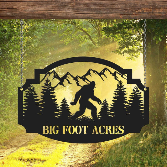 Personalized Bigfoot Metal Sign, Sasquatch Metal Sign, Bigfoot Mountain Metal Sign, Bigfoot Yard Decor, Cabin Decor, Cottage Decor