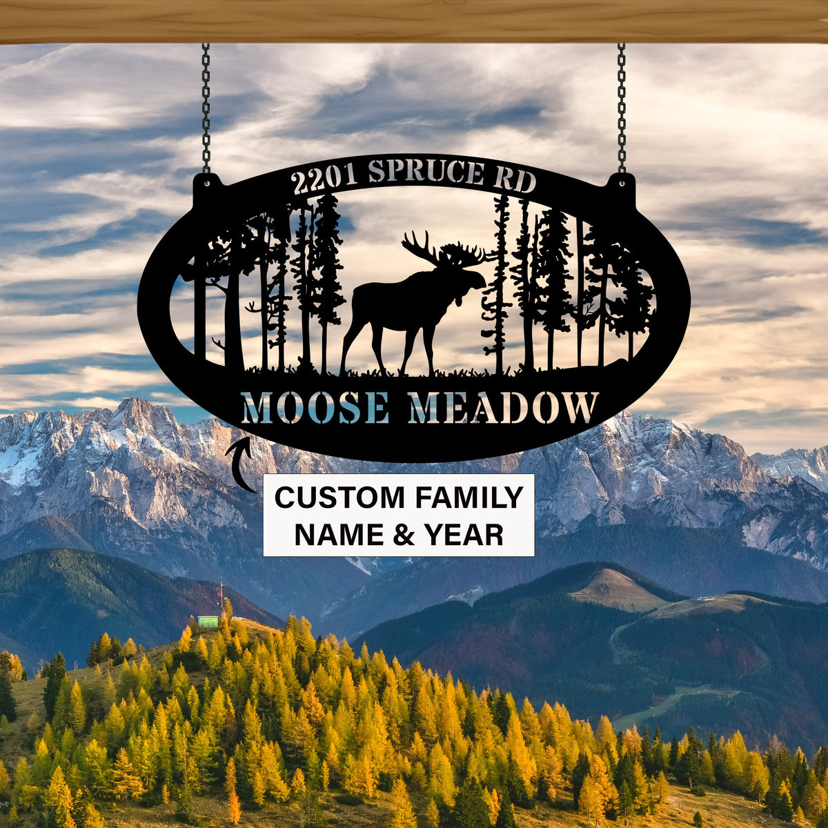Personalized Moose Metal Sign, Cabin Decor, Lodge Sign, Custom Last Name sign, Moose Metal Wall Art, Farmhouse Decor, Outdoor Decor