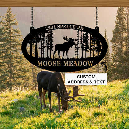 Personalized Moose Metal Sign, Cabin Decor, Lodge Sign, Custom Last Name sign, Moose Metal Wall Art, Farmhouse Decor, Outdoor Decor