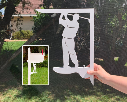 Golfer Mailbox Bracket - Medium PVC Coastal Decor (12x16 inch)