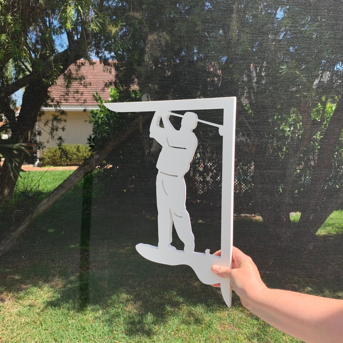 Golfer Mailbox Bracket - Medium PVC Coastal Decor (12x16 inch)