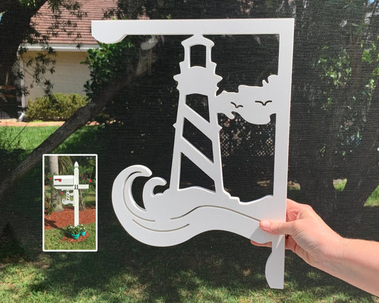 Lighthouse Mailbox Bracket - Coastal Outdoor Decor, 12x16 inch