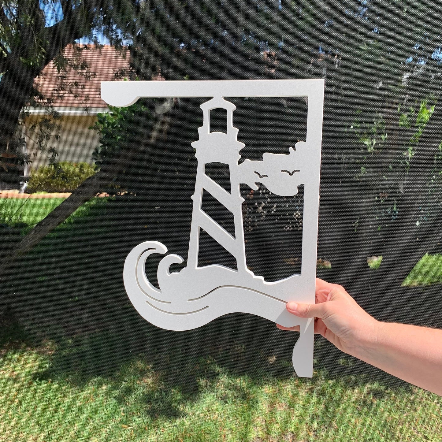 Lighthouse Mailbox Bracket - Coastal Outdoor Decor, 12x16 inch