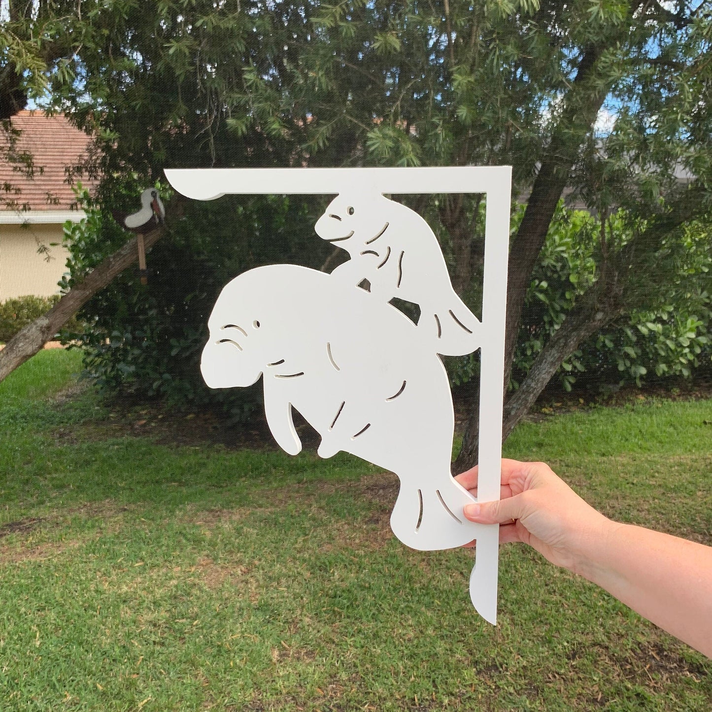 Manatee Mailbox Bracket - Coastal Outdoor Decor (12x16 inch)