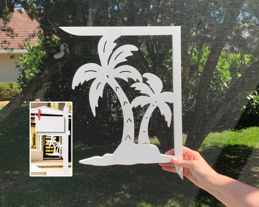 Palm Tree Mailbox Bracket - Coastal Outdoor Decor, 12x16 Inch