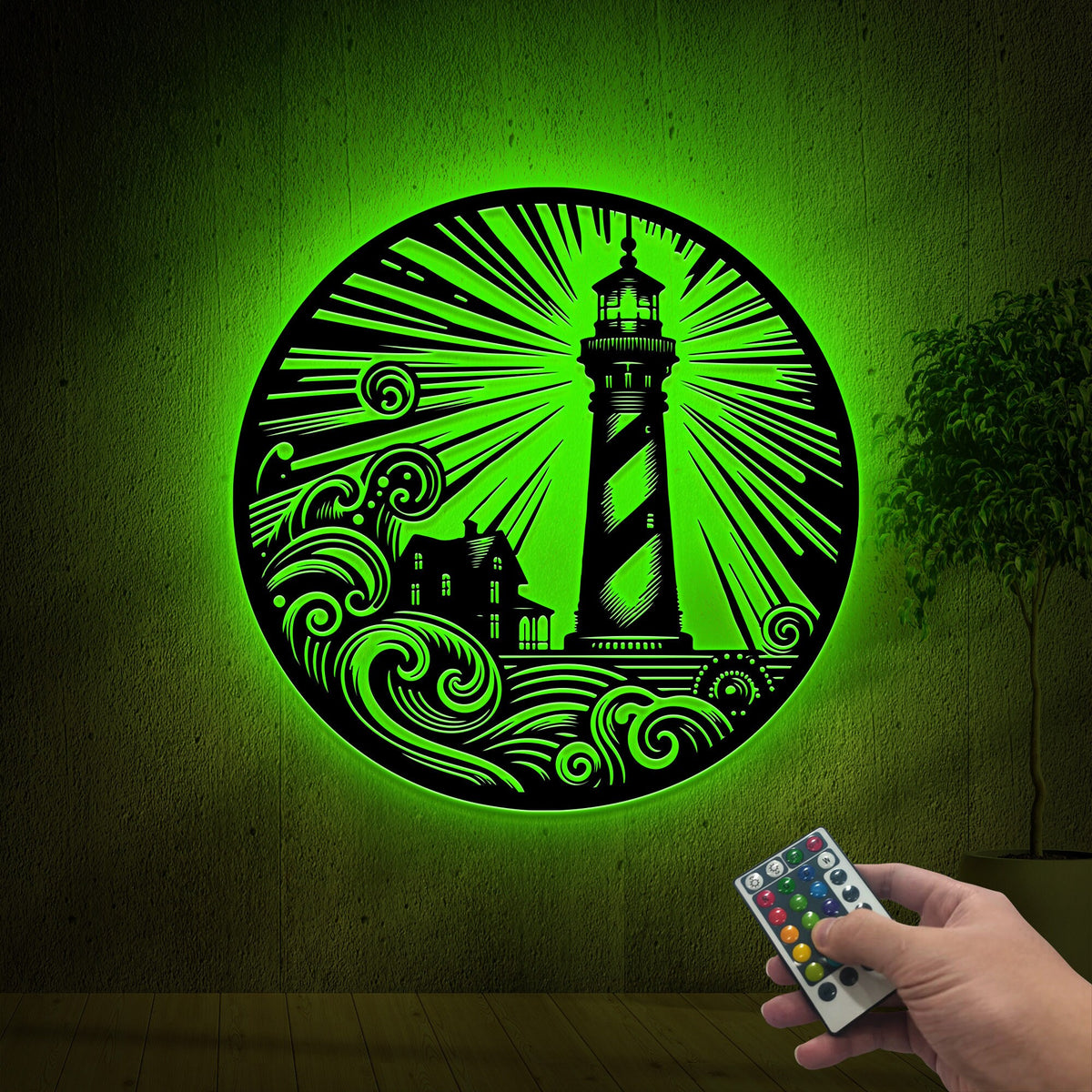 LED Lighthouse Metal Wall Art, Coastal Decor, Housewarming Gift