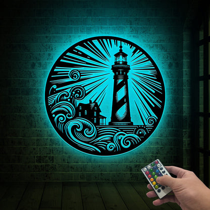 LED Lighthouse Metal Wall Art, Coastal Decor, Housewarming Gift