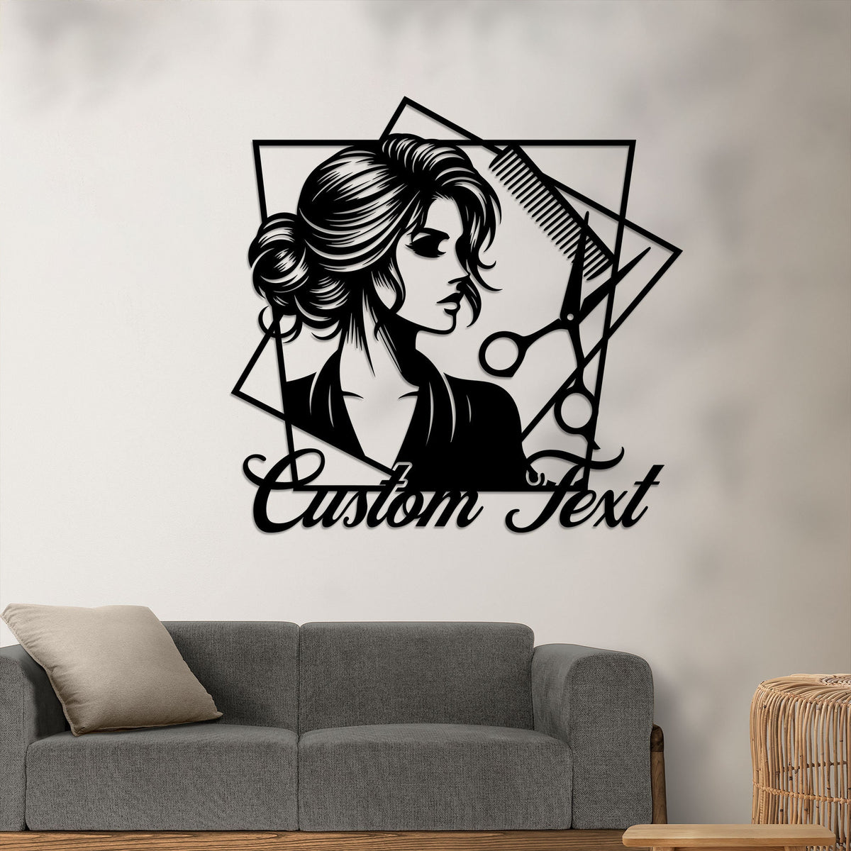 Personalized Hair Stylist Metal Sign with LED Lights, Salon Decor