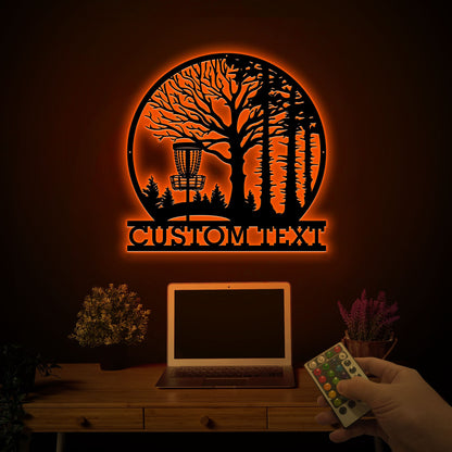 Custom Disc Golf Metal Sign with Led Lights, Personalized Disc Golfer Name Sign, Disc Golf Wall Art, Sprorts Sign, Gift For Dad, Home Decor