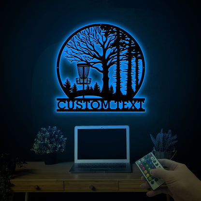 Custom Disc Golf Metal Sign with Led Lights, Personalized Disc Golfer Name Sign, Disc Golf Wall Art, Sprorts Sign, Gift For Dad, Home Decor