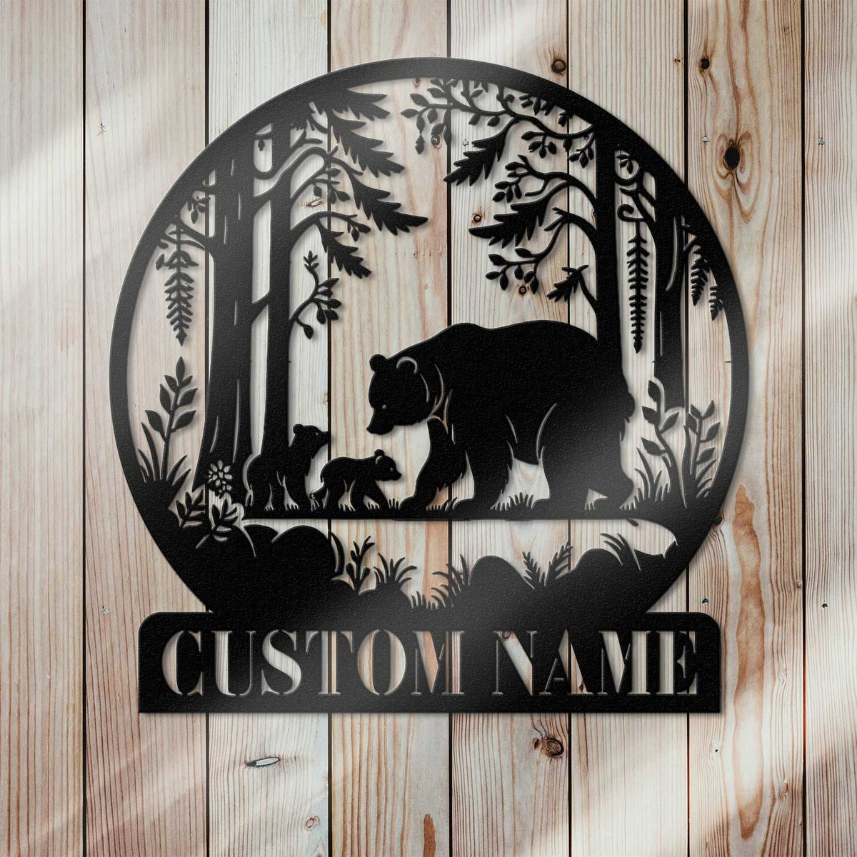 Custom Bear Metal Sign, Personalized Cabin Sign, Bear Family Sign, Outdoor Decor, Cabin Decor, Dad Gift, Hunter Gift, Hunting Sign