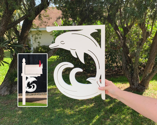 Dolphin Mailbox Bracket - Medium Coastal Outdoor Decor (12x16 inch)