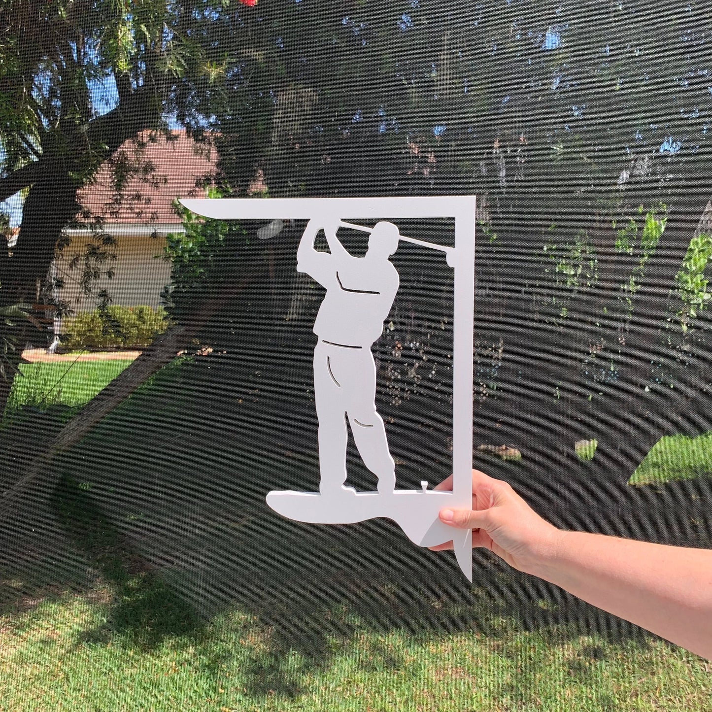 Golfer Mailbox Bracket - Medium PVC Coastal Decor (12x16 inch)