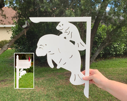 Manatee Mailbox Bracket - Coastal Outdoor Decor (12x16 inch)