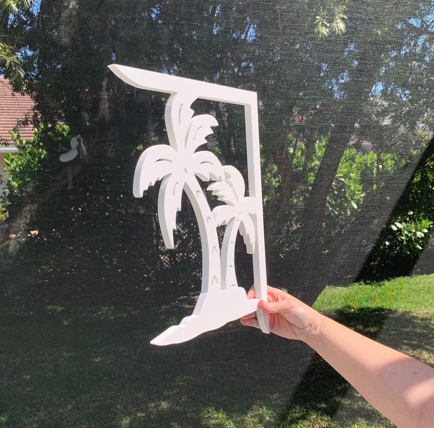 Palm Tree Mailbox Bracket - Coastal Outdoor Decor, 12x16 Inch