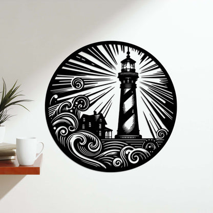 LED Lighthouse Metal Wall Art, Coastal Decor, Housewarming Gift