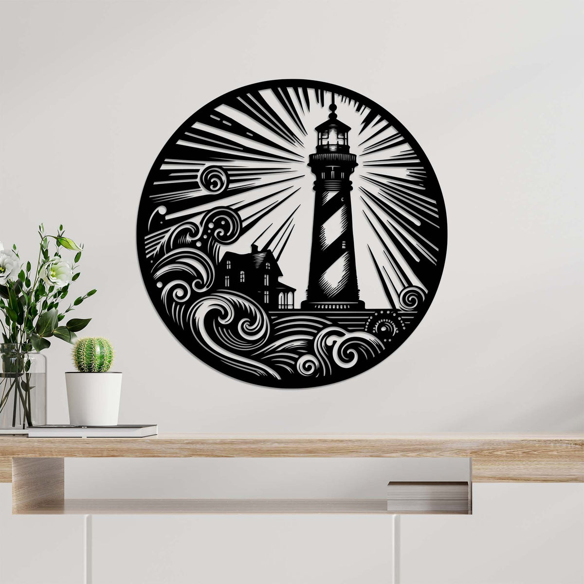 LED Lighthouse Metal Wall Art, Coastal Decor, Housewarming Gift