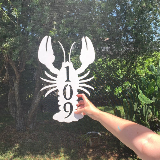 Lobster Address Plaque - Custom House Number Sign, Coastal Decor