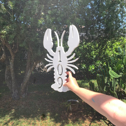 Lobster Address Plaque - Custom House Number Sign, Coastal Decor