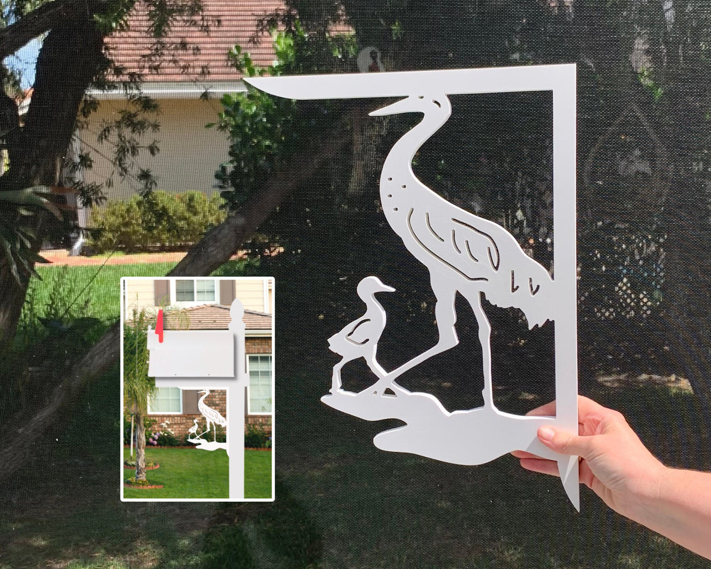 Sandhill Crane Mailbox Bracket - Coastal Outdoor Decor, Medium 12x16