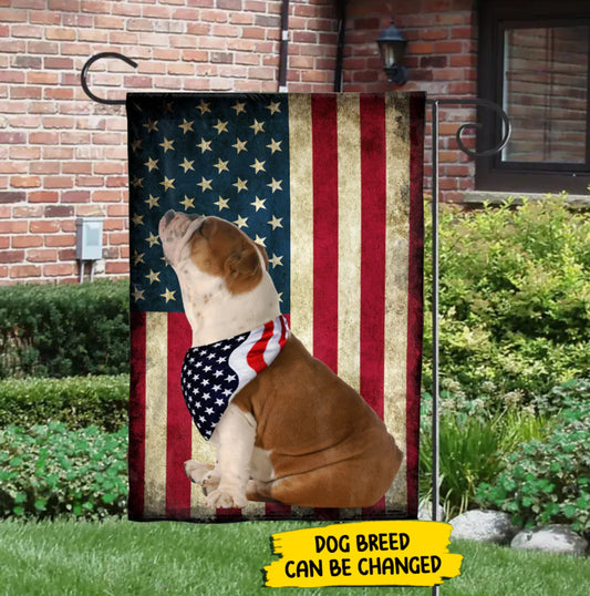 Personalized American Dog Garden Flag, Patriotic Pet Welcome Decor
