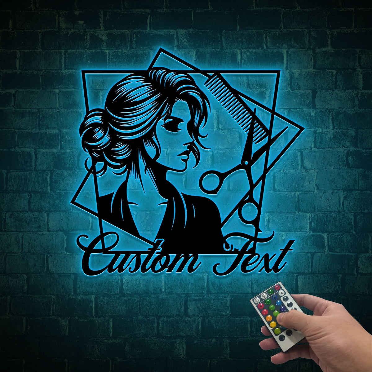 Personalized Hair Stylist Metal Sign with LED Lights, Salon Decor