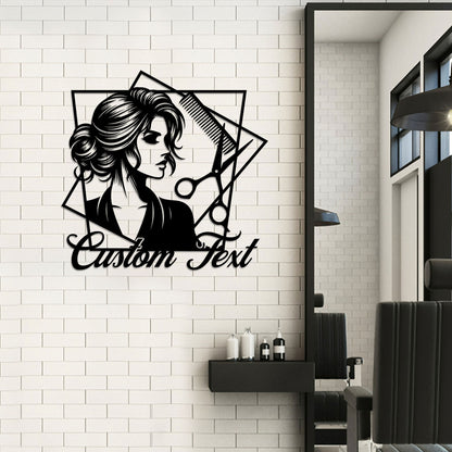 Personalized Hair Stylist Metal Sign with LED Lights, Salon Decor