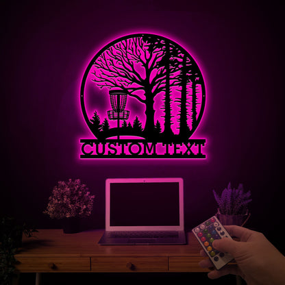 Custom Disc Golf Metal Sign with Led Lights, Personalized Disc Golfer Name Sign, Disc Golf Wall Art, Sprorts Sign, Gift For Dad, Home Decor
