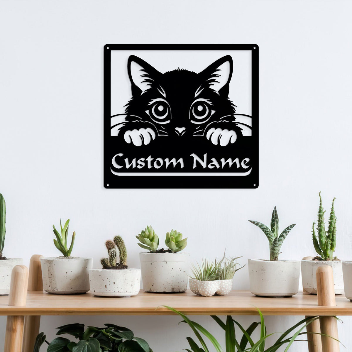 Personalized Cat Metal Sign with LED Lights, Custom Name Wall Decor