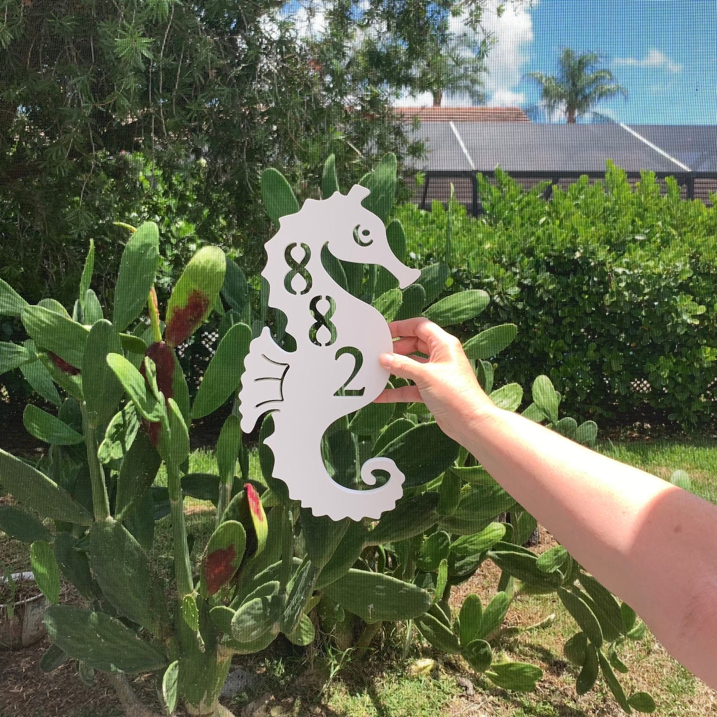 Address Plaque - Seahorse, Personalized Sign, Outdoor Decor, Coastal Themed Custom Sign, Address Plaque - Approx 13 x 7 wide