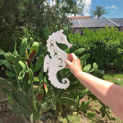 Address Plaque - Seahorse, Personalized Sign, Outdoor Decor, Coastal Themed Custom Sign, Address Plaque - Approx 13 x 7 wide