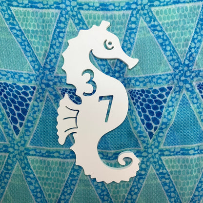 Address Plaque - Seahorse, Personalized Sign, Outdoor Decor, Coastal Themed Custom Sign, Address Plaque - Approx 13 x 7 wide