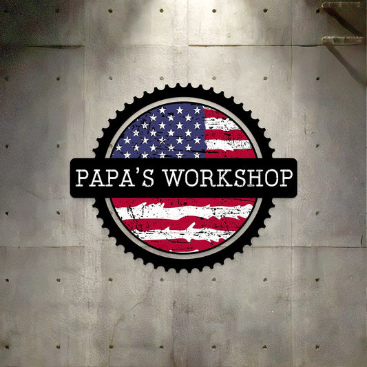 Personalized Papa's Workshop Metal Sign, LED Garage Sign, Father's Day Gift