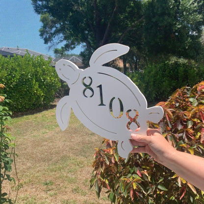 Turtle Address Plaque - Personalized Coastal Outdoor Sign