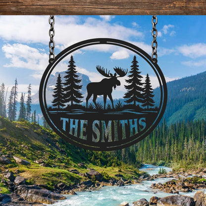 Custom Moose Hunting Gift, Moose Metal Sign, Moose Cabin Decor, Outdoor Sign, Last Name Sign, Hunter Gift, Man Cave Sign, Gift for Him