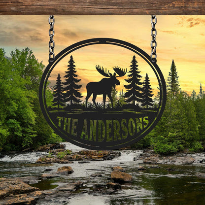 Custom Moose Hunting Gift, Moose Metal Sign, Moose Cabin Decor, Outdoor Sign, Last Name Sign, Hunter Gift, Man Cave Sign, Gift for Him