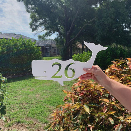 Whale Address Plaque - Coastal Outdoor Home Number Sign