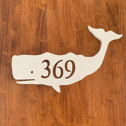 Whale Address Plaque - Coastal Outdoor Home Number Sign