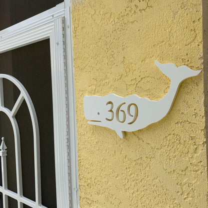 Whale Address Plaque - Coastal Outdoor Home Number Sign