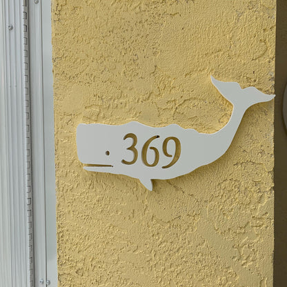 Whale Address Plaque - Coastal Outdoor Home Number Sign