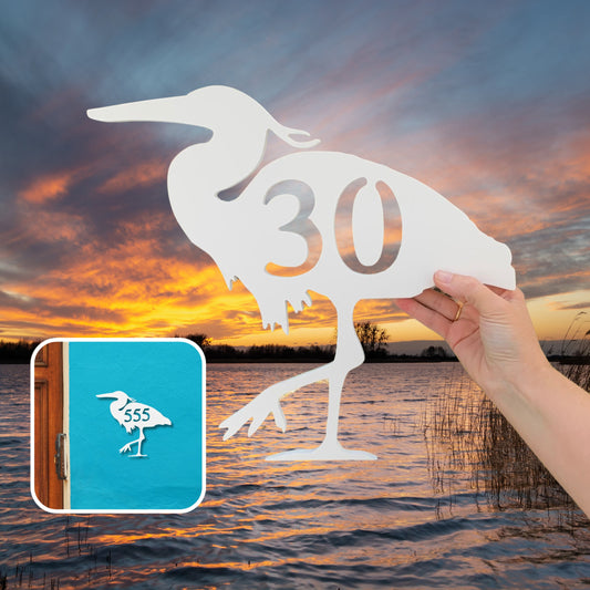 Heron Address Plaque - Custom Coastal House Number Sign