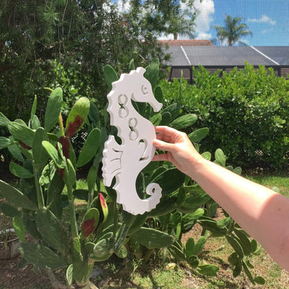 Address Plaque - Seahorse, Personalized Sign, Outdoor Decor, Coastal Themed Custom Sign, Address Plaque - Approx 13 x 7 wide