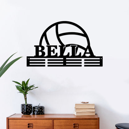 Personalized Volleyball Medal Holder, LED Name Sign, Kids Medal Hanger