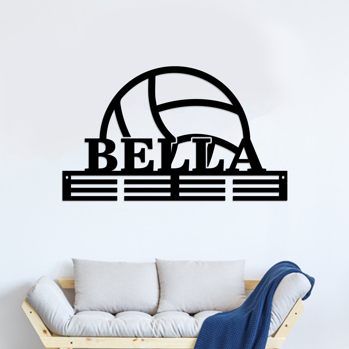 Personalized Volleyball Medal Holder, LED Name Sign, Kids Medal Hanger