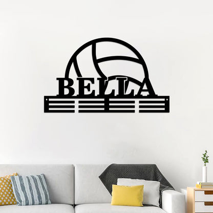 Personalized Volleyball Medal Holder, LED Name Sign, Kids Medal Hanger