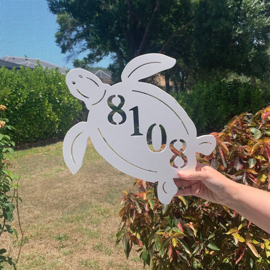 Turtle Address Plaque - Personalized Coastal Outdoor Sign