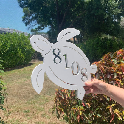 Turtle Address Plaque - Personalized Coastal Outdoor Sign